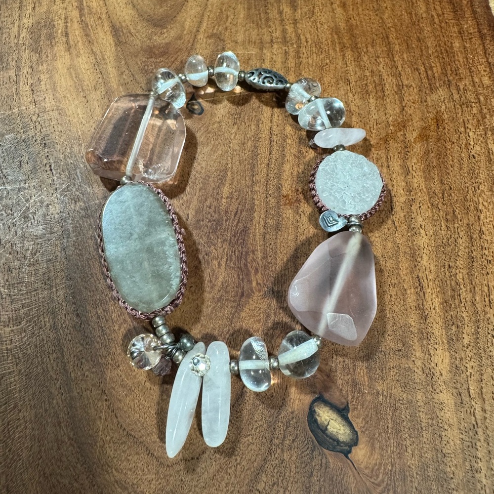 Elegant Pink and Silver Beaded Bracelet